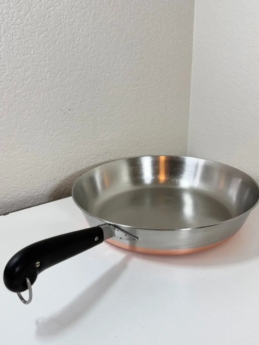 VTG Revere Ware Pre '68 12in Skillet Frying Pan Copper Clad Riverside *NO Lid